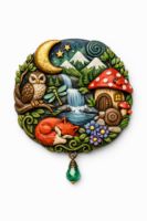 Sculpted Clay Art Brooch