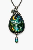 Resin-Cast Art Pendant Necklace